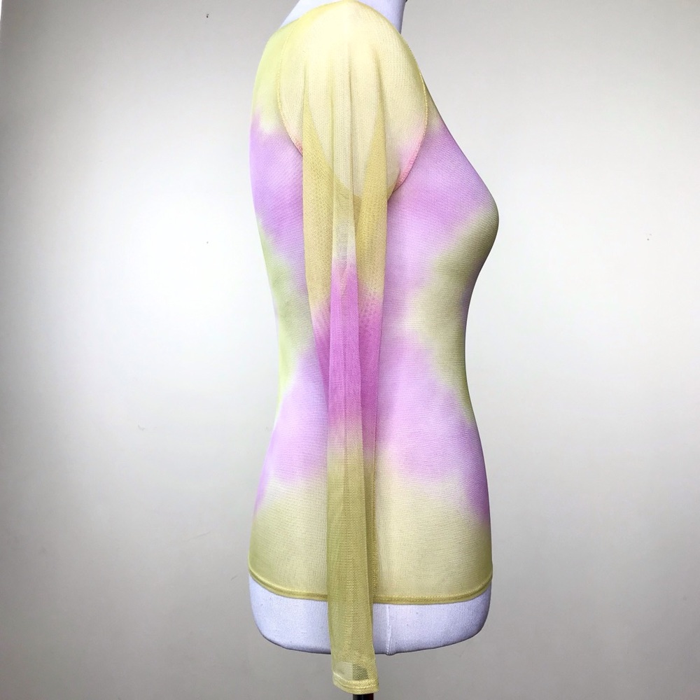 Collina Strada Pink Tie Dye Top Blouse Size S 4 6 Sheer Sexy Couture Net Retro - Picture 3 of 8